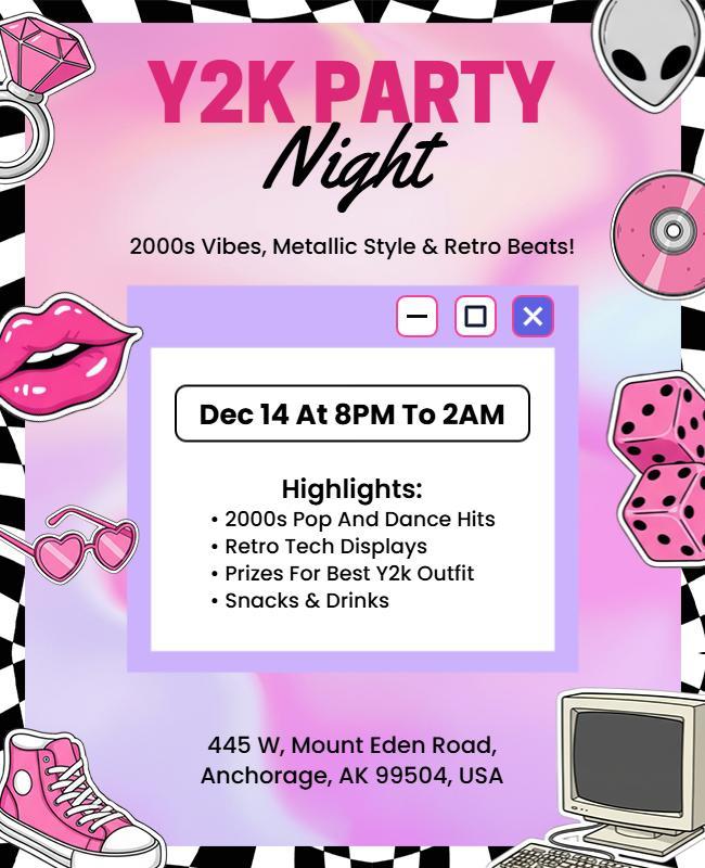 Aesthetic Y2k Party Night Flyer Template