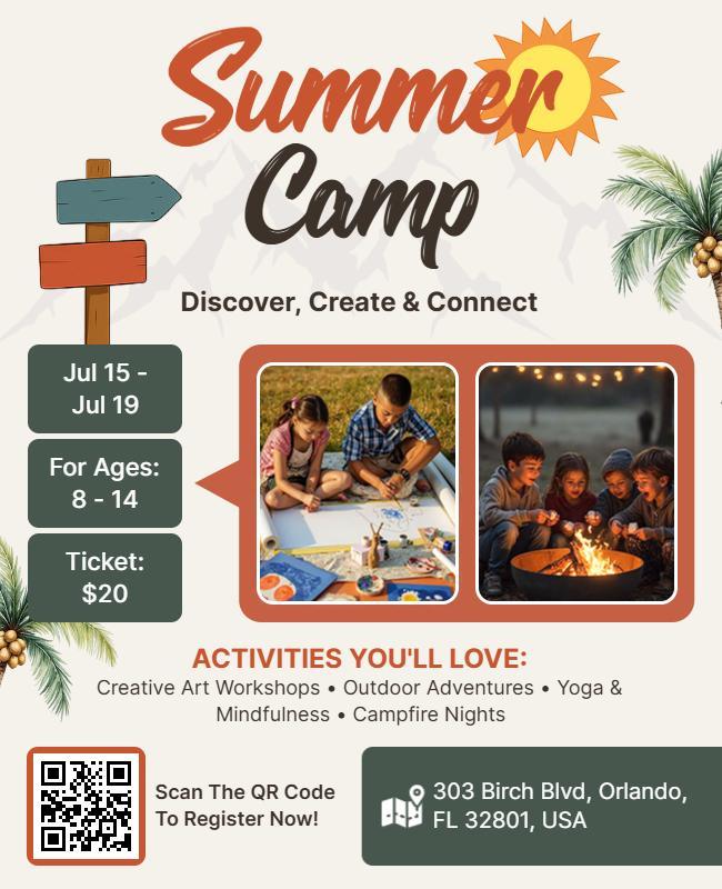 Aesthetic Youth Summer Camp Adventure Flyer Template