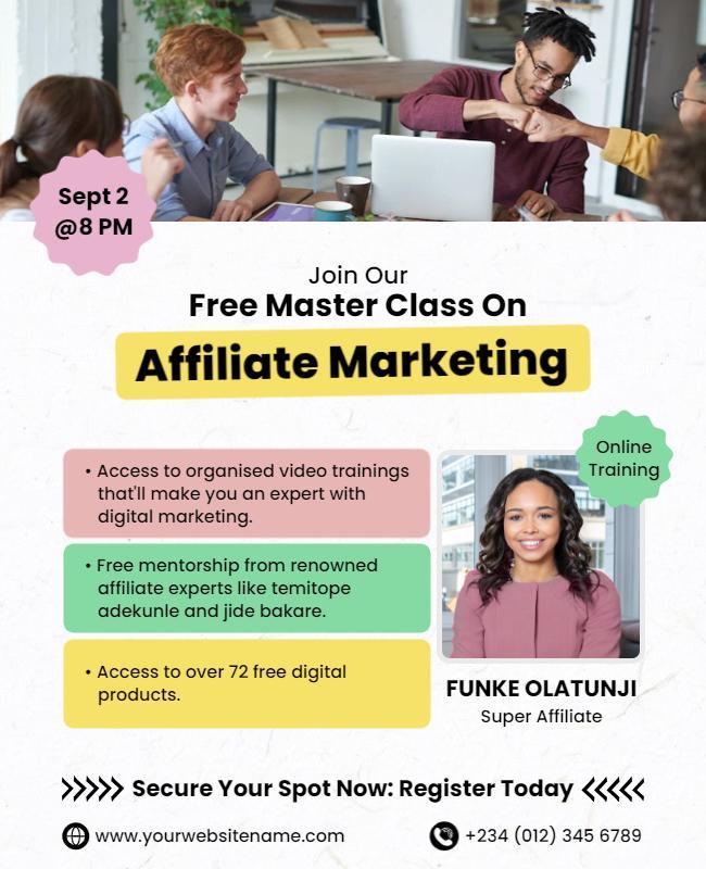 Affiliate Marketing Online Training Flyer Template