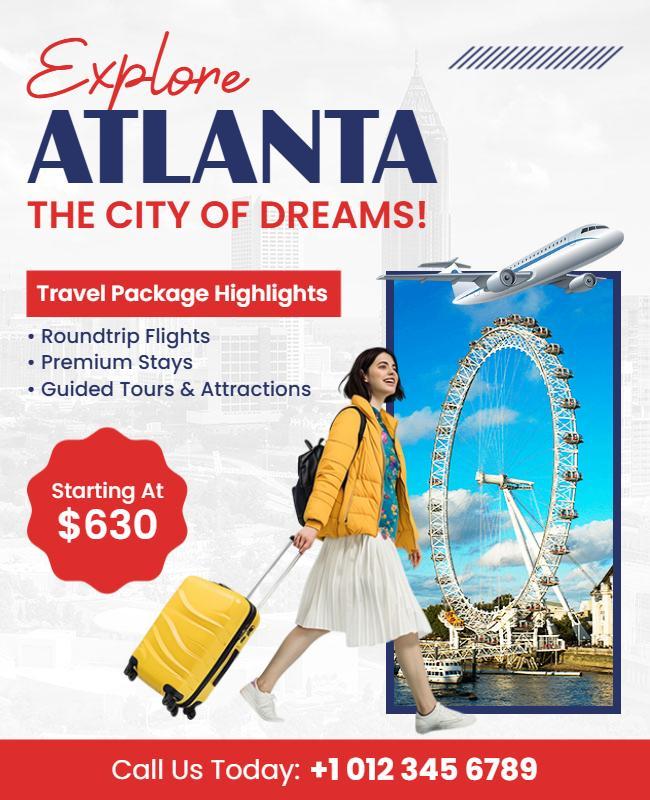 Affordable Atlanta Travel Package Flyer Template