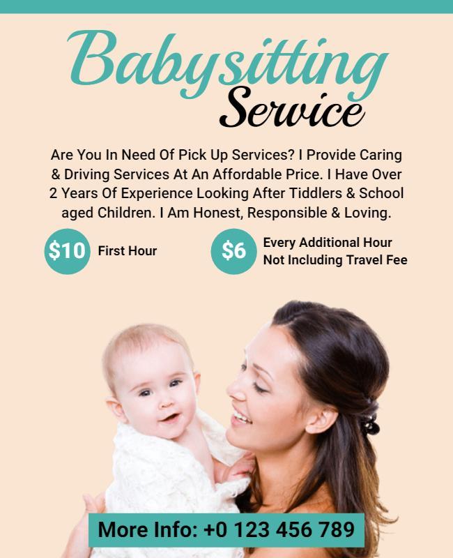 Affordable Babysitting Service Flyer Template