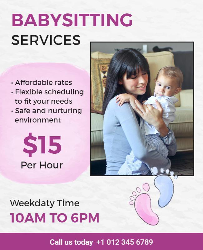 Affordable Babysitting Services Promotion Flyer Template