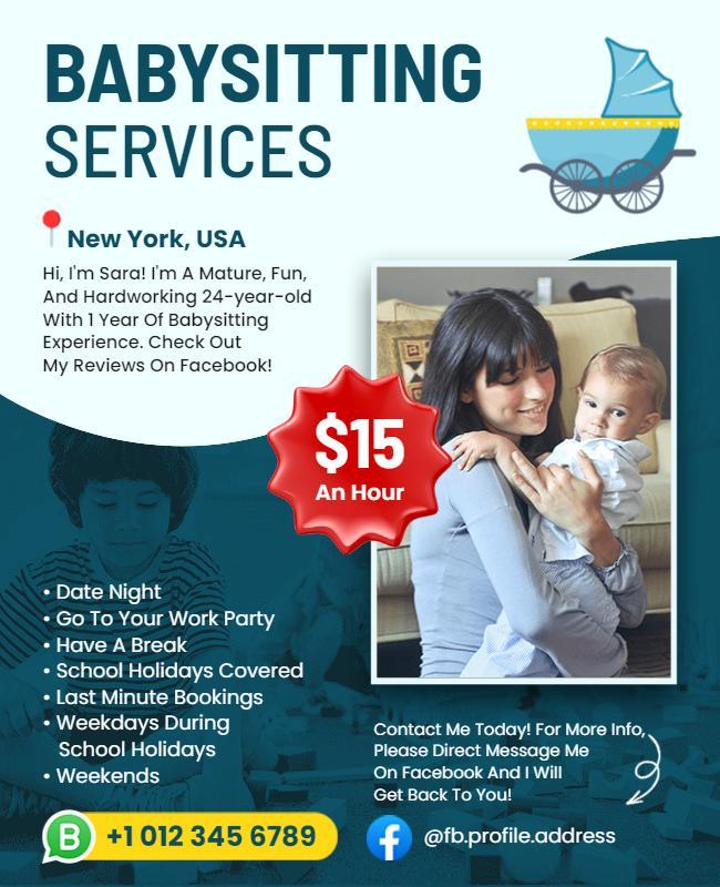 Colorful Childcare Babysitting Services Flyer Template