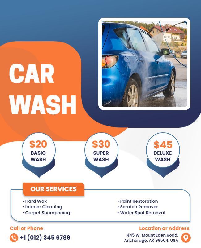 Affordable Car Wash Service Options Flyer Template