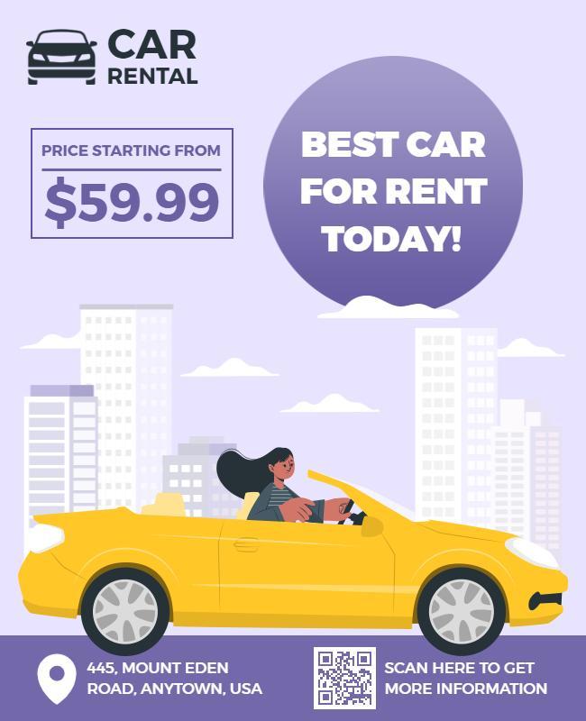 Affordable City Car Rental Promotion Flyer Template