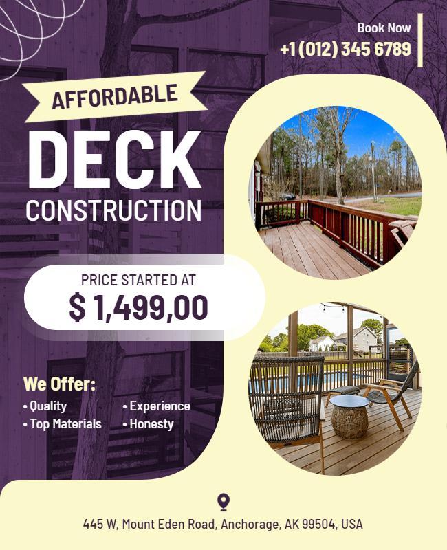 Affordable Deck Construction Services Flyer Template