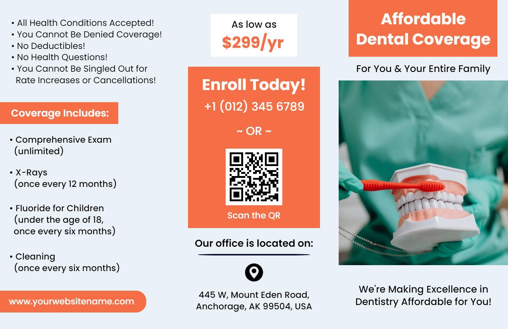 Affordable Dental Coverage Plans and Services Brochure Template
