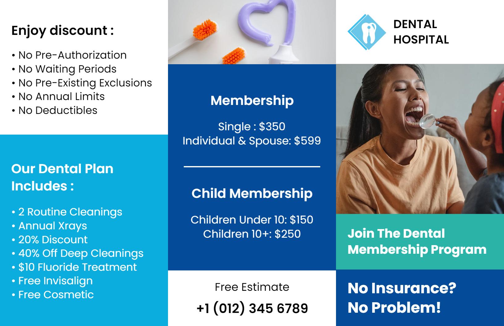Affordable Dental Membership Plans and Services Brochure Template