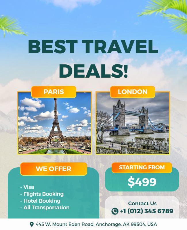 Affordable European Travel Deals Flyer Template