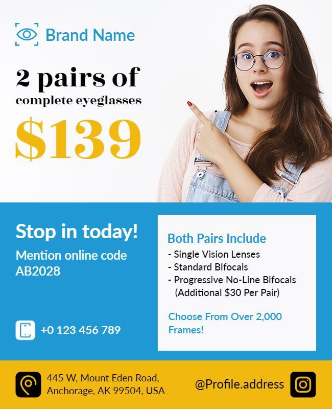 Affordable Eyeglasses Promotion Flyer Template