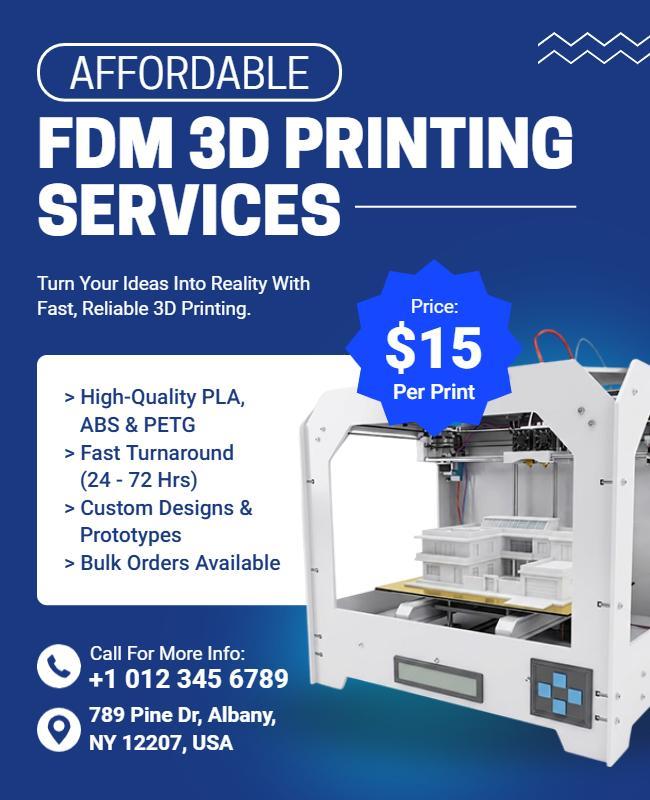 Affordable FDM 3d Printing Services Flyer Template