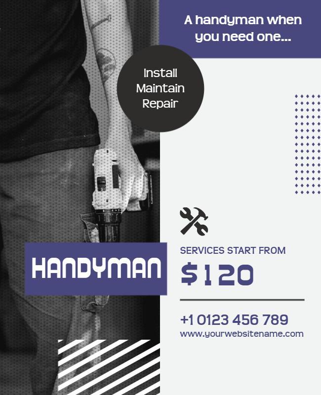 Affordable Handyman Services Promotional Flyer Template