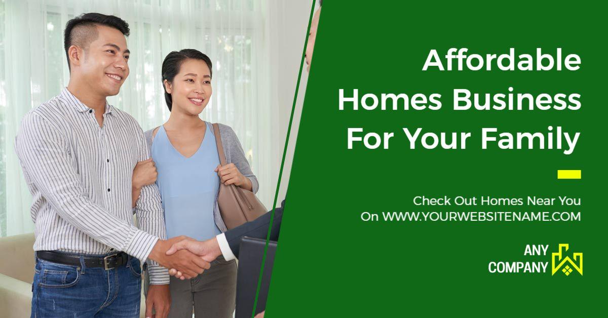 Affordable Homes for Your Family Green Business Banner Template