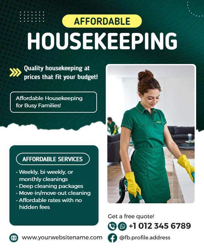 Affordable Housekeeping Services Promotional Flyer Template