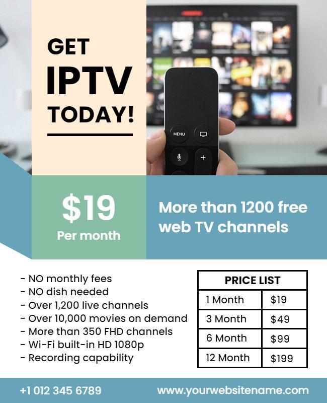 Modern Blue IPTV Subscription Offer Flyer Template