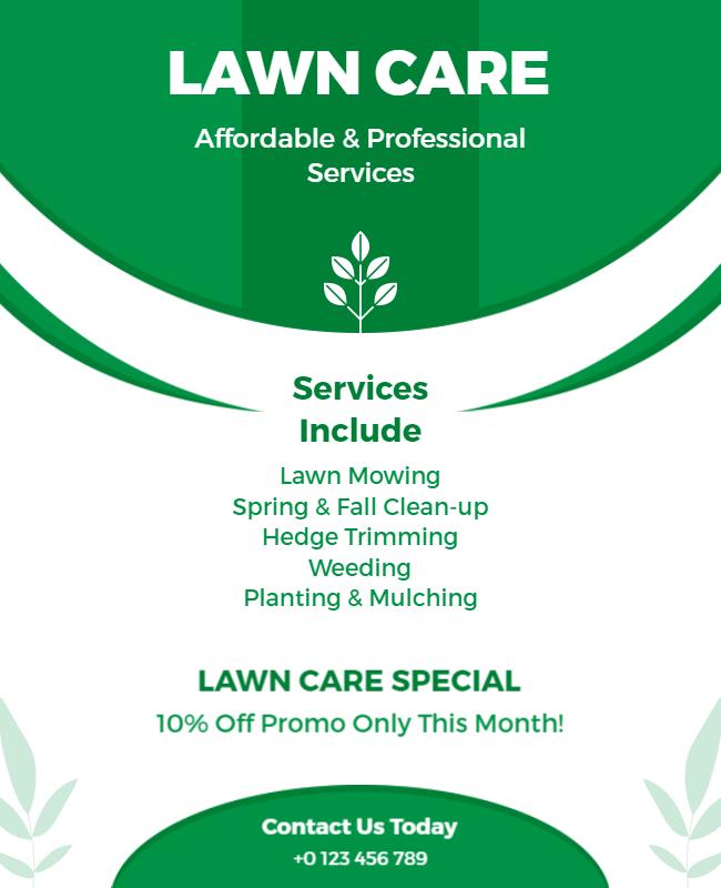 Affordable Lawn Care Services Promotion Flyer Template