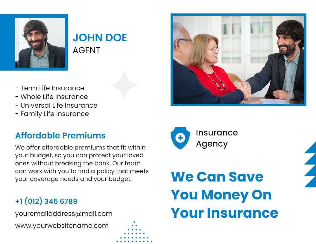 Affordable Life Insurance Services Agency Brochure Template