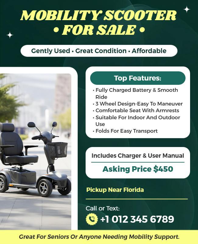 Affordable Mobility Scooter for Sale Flyer Template