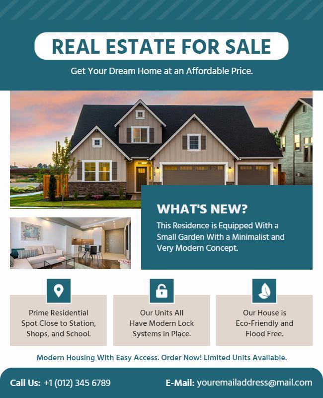 Affordable Modern Real Estate for Sale Flyer Template