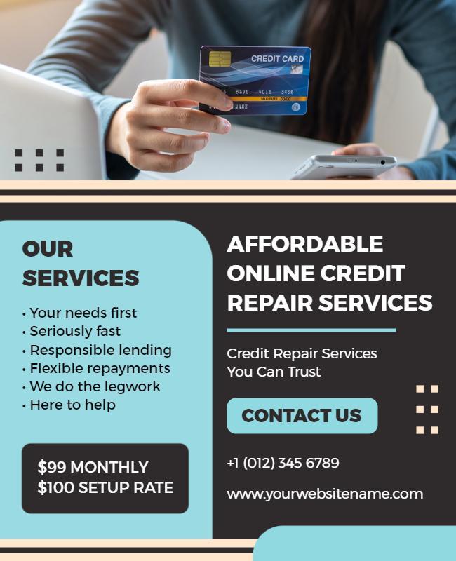 Affordable Online Credit Repair Services Flyer Template