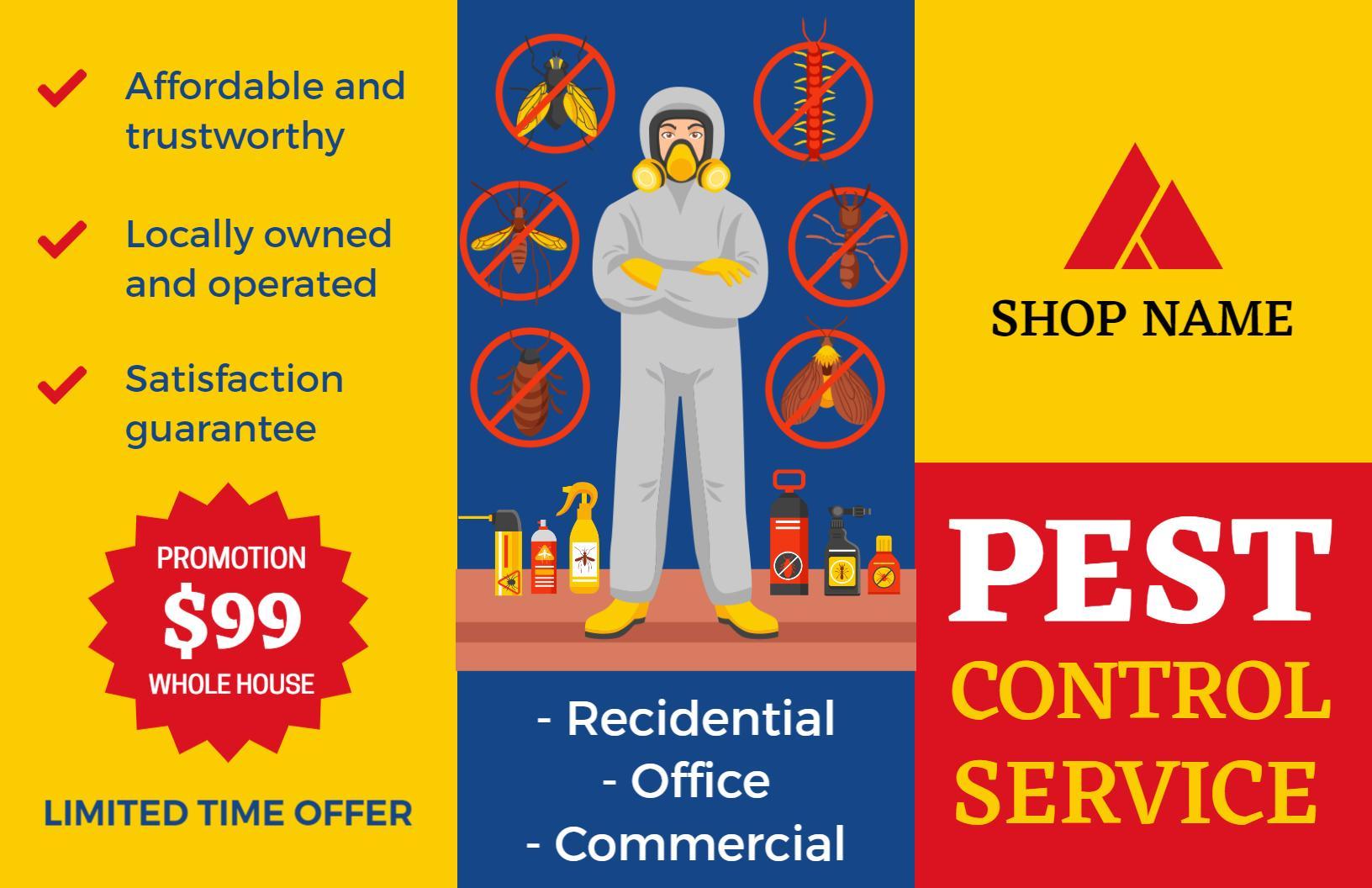 Affordable Pest Control Services and Removal Brochure Template