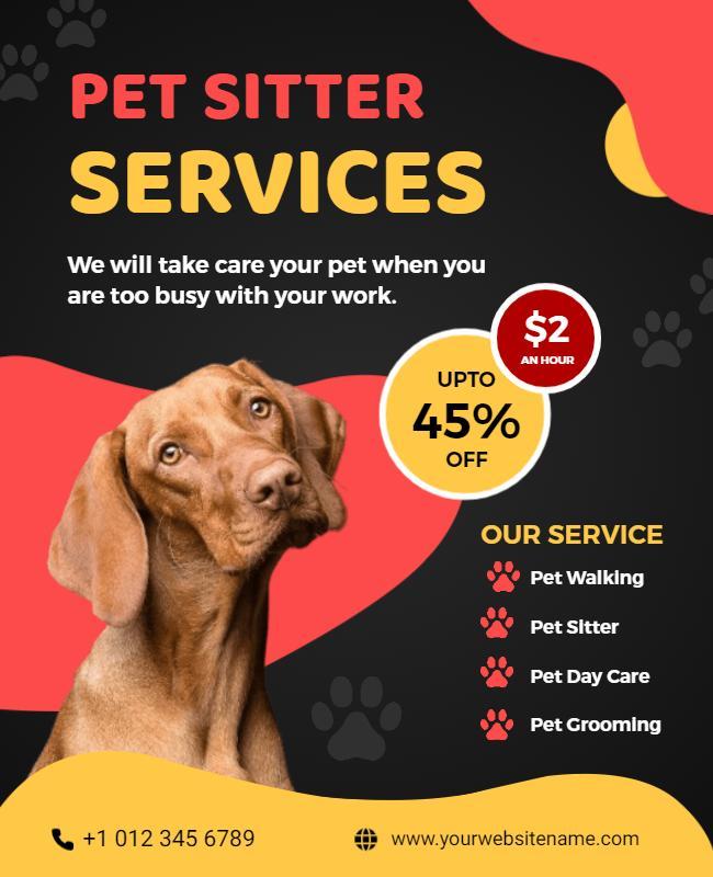 Affordable Pet Sitting and Grooming Services Flyer Template