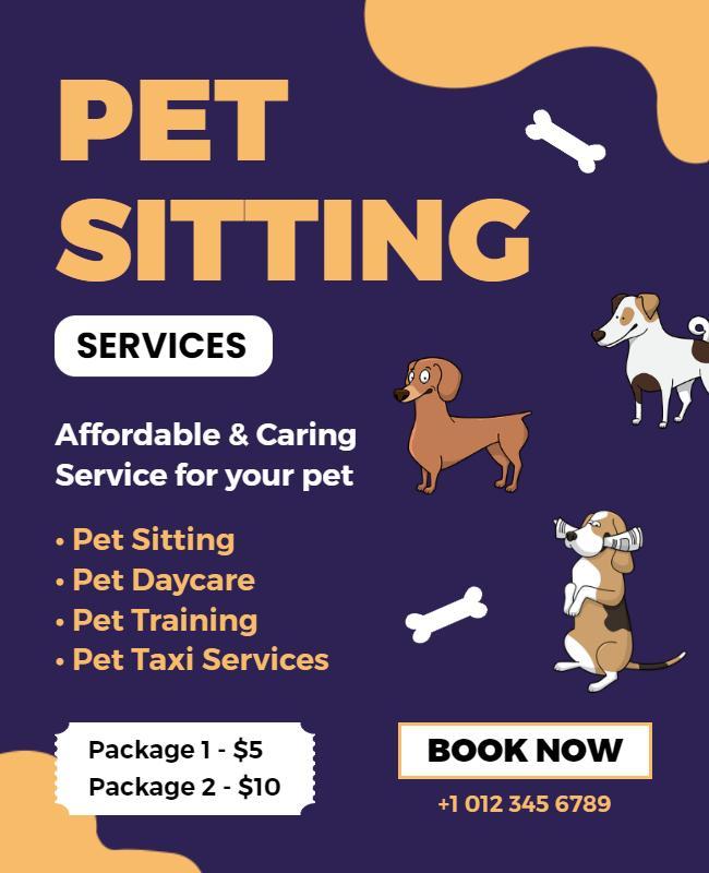 Affordable Pet Sitting and Services Flyer Template