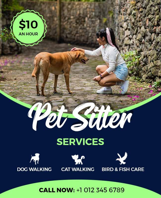 Affordable Pet Sitting and Walking Services Flyer Template