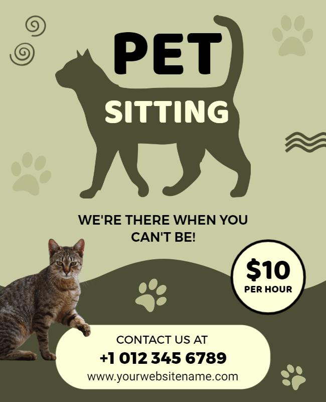 Playful Green Pet Sitting Services Flyer Template