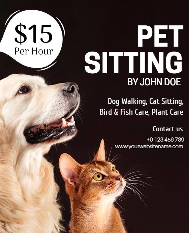 Affordable Pet Sitting Services Advertisement Flyer Template