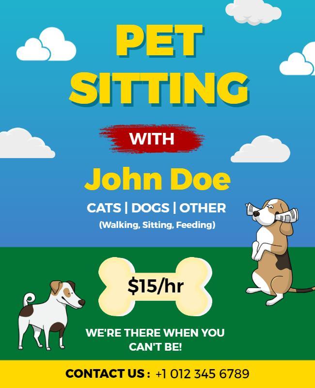 Bright Blue Outdoor Pet Sitting Service Flyer Template