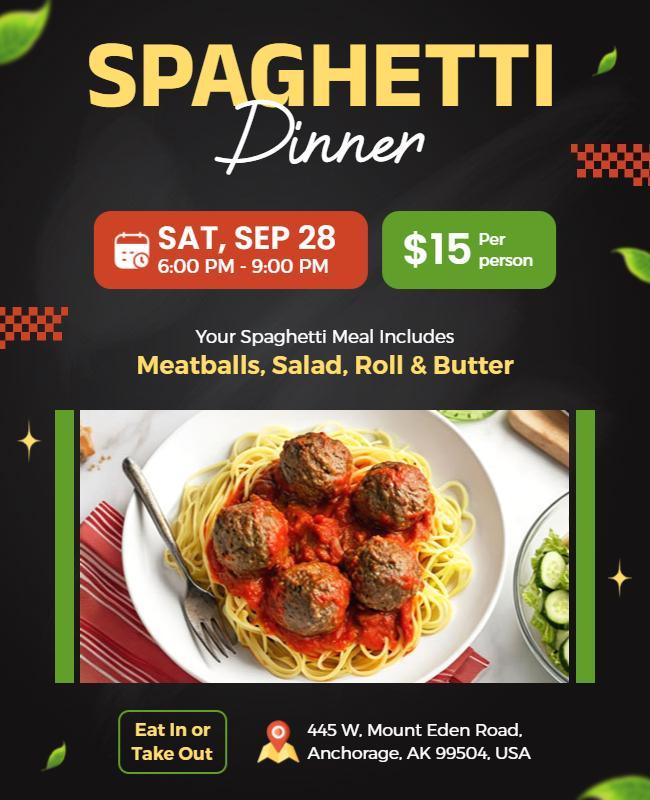 Affordable Spaghetti Dinner Offer Flyer Template