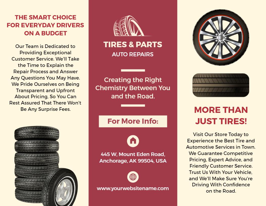 Affordable Tires and Automotive Repair Services Brochure Template