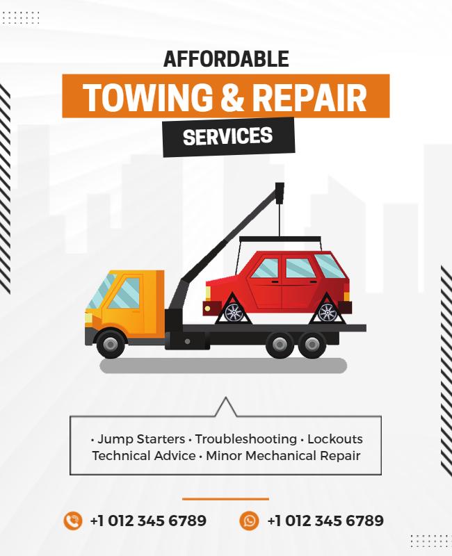 Affordable Towing and Repair Services Flyer Template