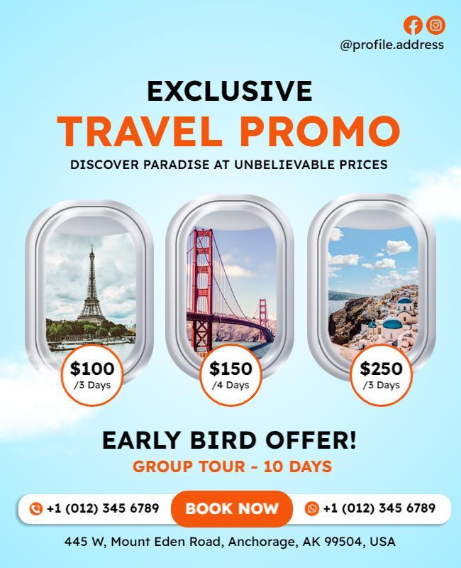 Affordable Travel Promo Group Tour Flyer Template