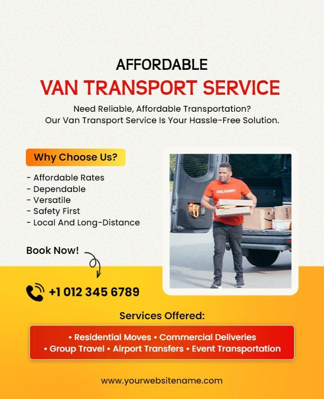 Affordable Van Transport Service Flyer Template