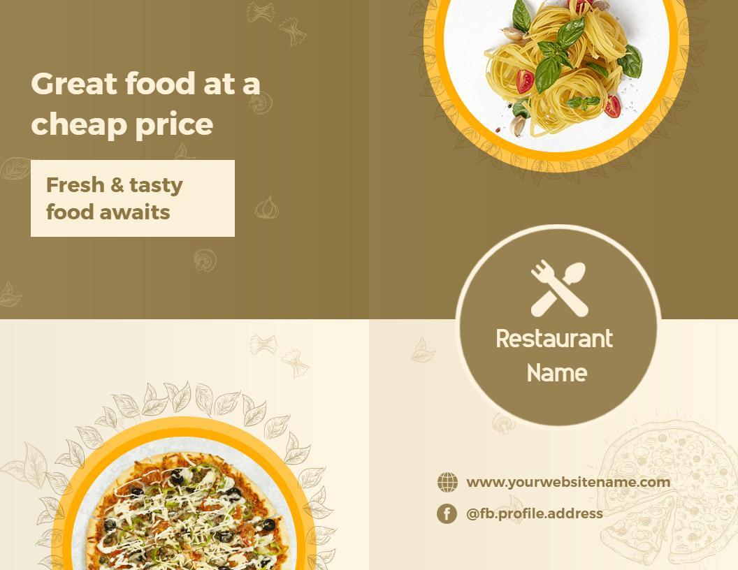 Affordable Vegan Cuisine Fresh Food Restaurant Brochure Template
