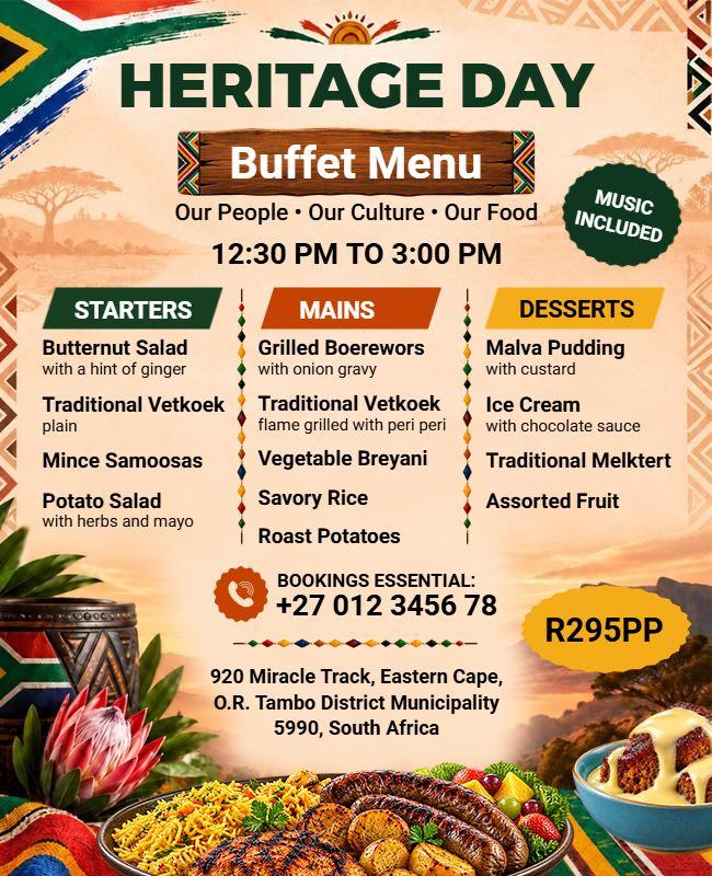 African Heritage Day Buffet Menu Flyer Template