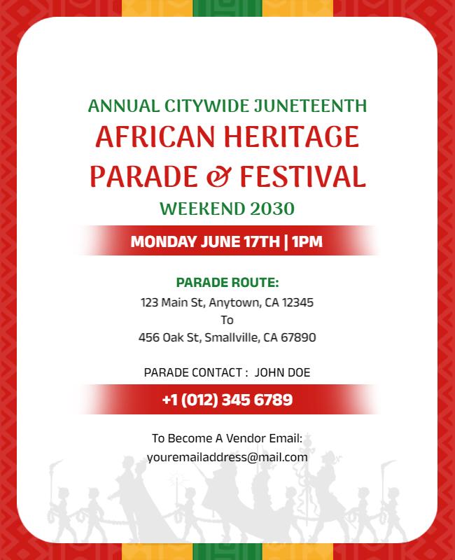 African Heritage Juneteenth Parade and Festival Flyer Template