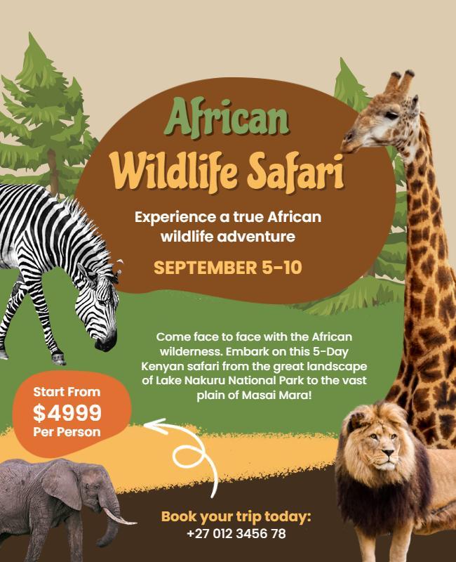 African Wildlife Safari Adventure Flyer Template