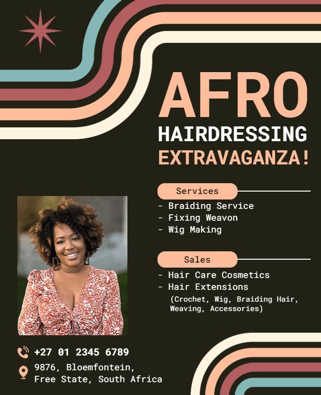 Afro Hairdressing Services Extravaganza Flyer Template