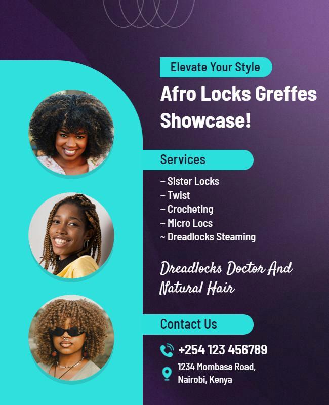 Afro Locks Hairstyle Demonstration Flyer Template