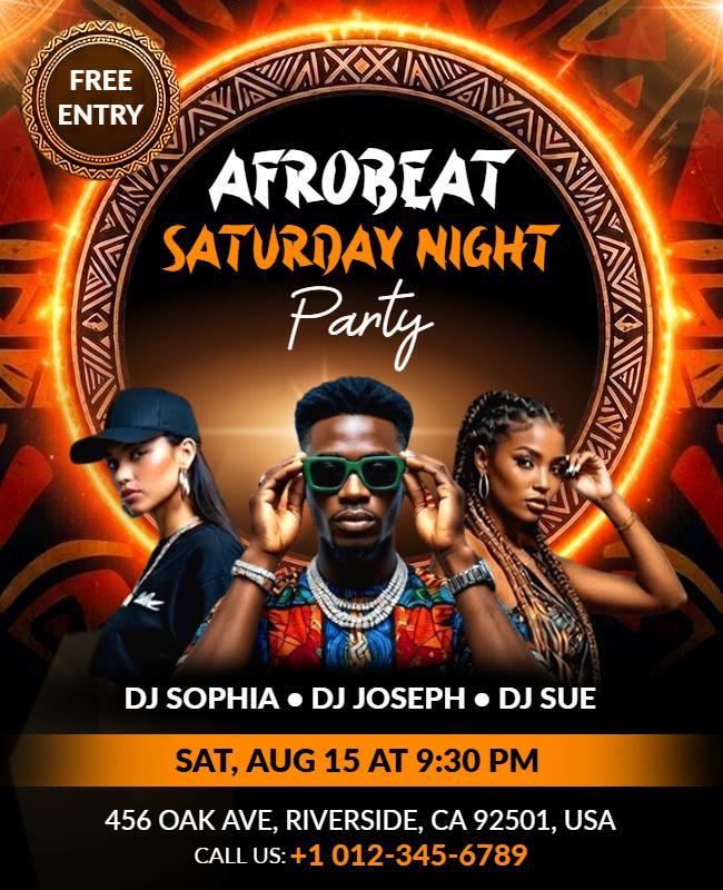 Afrobeat Saturday Night Party Flyer Template