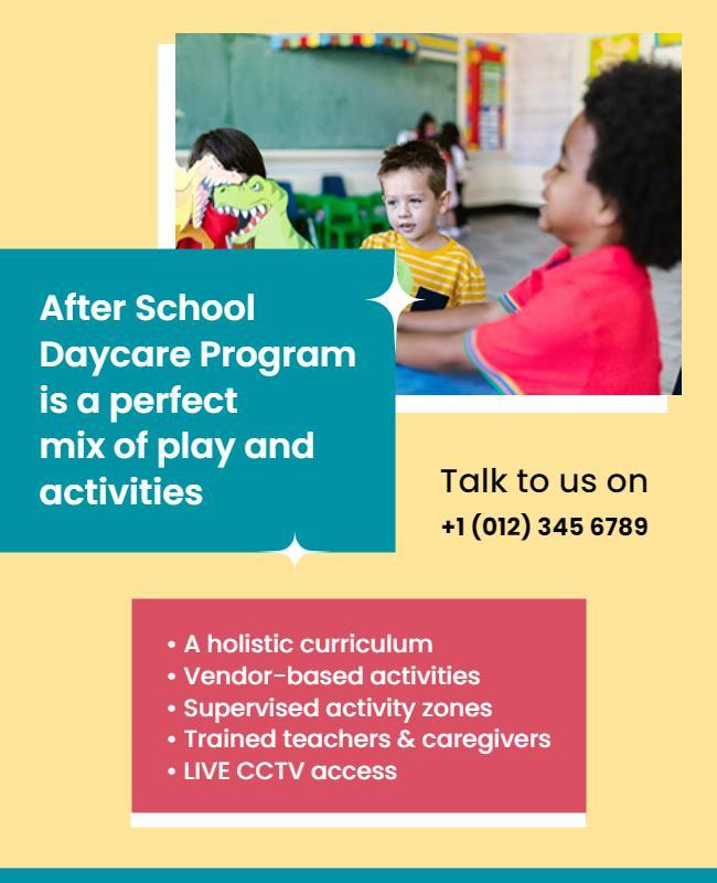 After School Daycare Activities Flyer Template