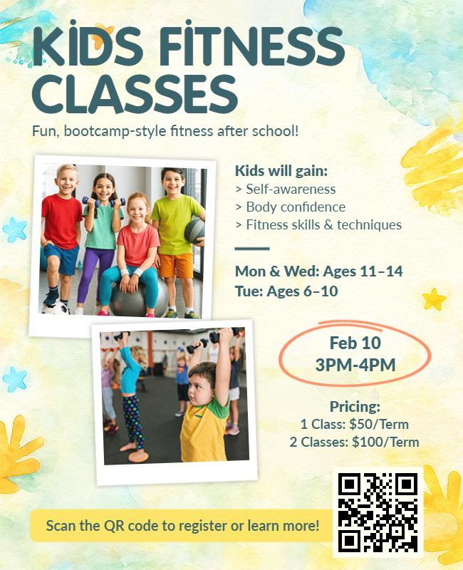 After School Kids Fitness Classes Flyer Template