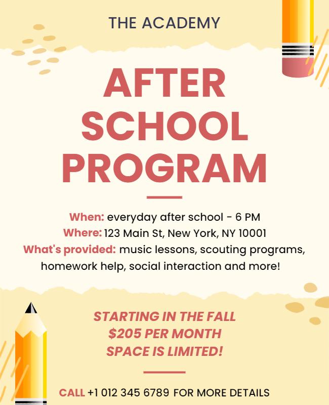 After School Program Enrollment Flyer Template