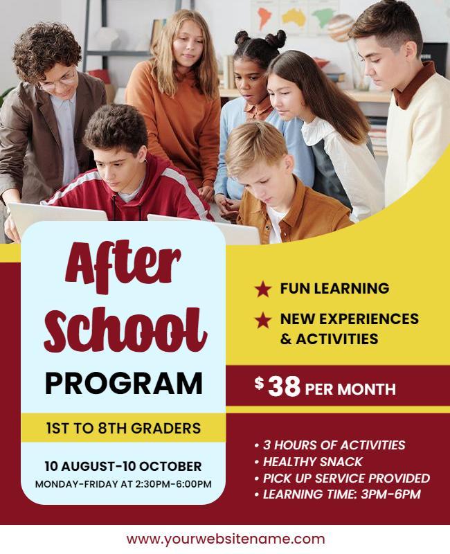 After School Program for Middle School Students Flyer Template