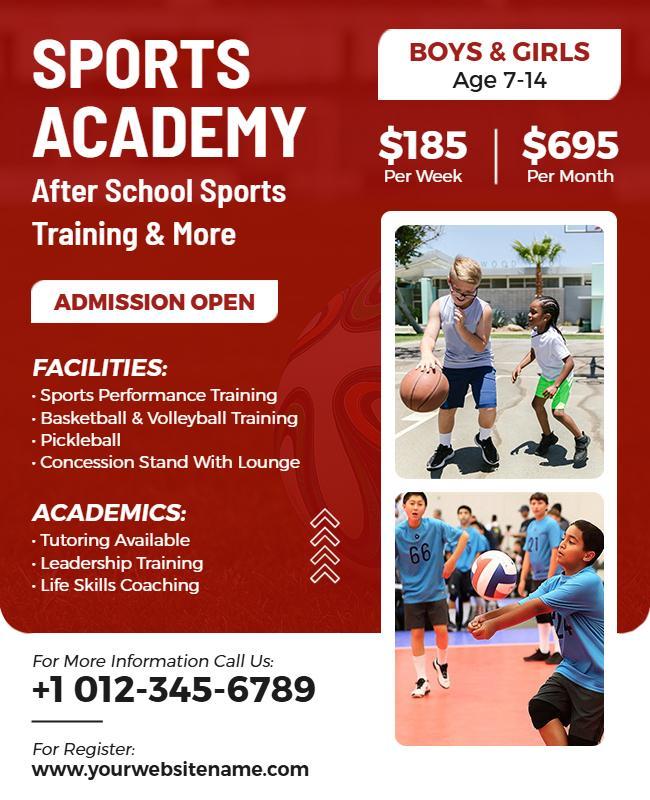 After School Sports Training Academy Flyer Template