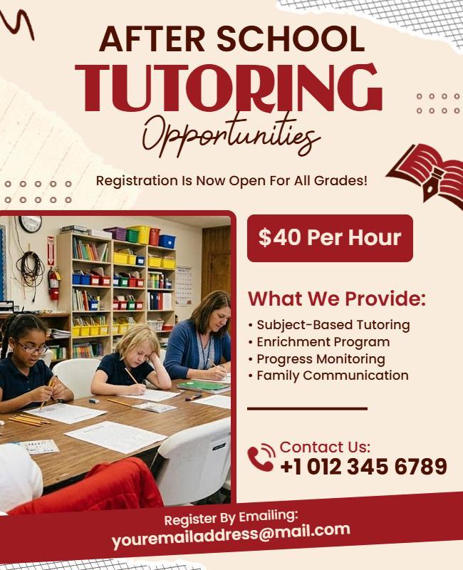 After School Tutoring Opportunities Flyer Template