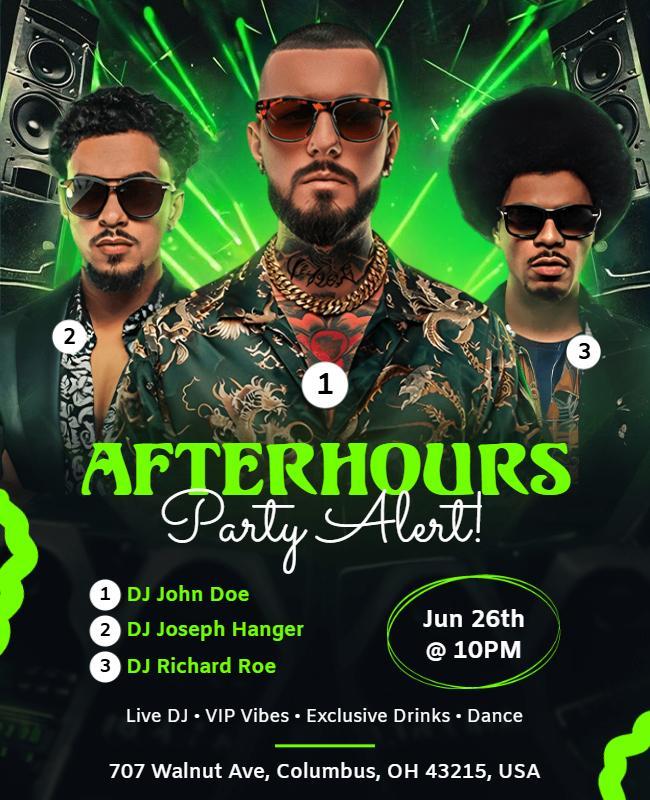 Afterhours Dance Party Featuring Top Djs Flyer Template